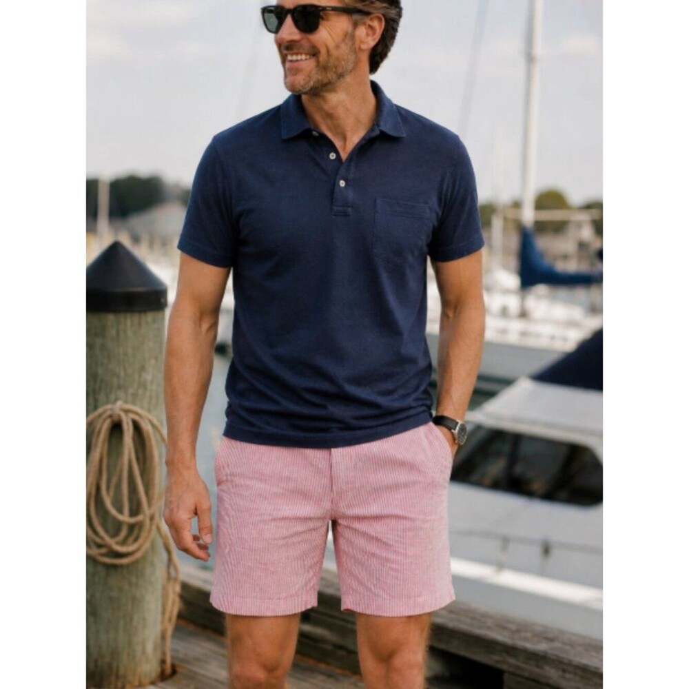 Vineyard Vines 38 waist Shep & Ian mens pink Seersucker Striped Shorts preppy